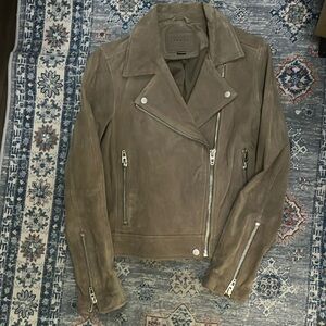 Taupe blank NYC suede moto jacket